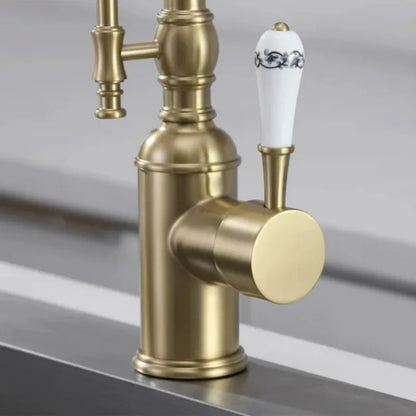 Brushed Gold Pull Out Faucet Sink Mixer 360