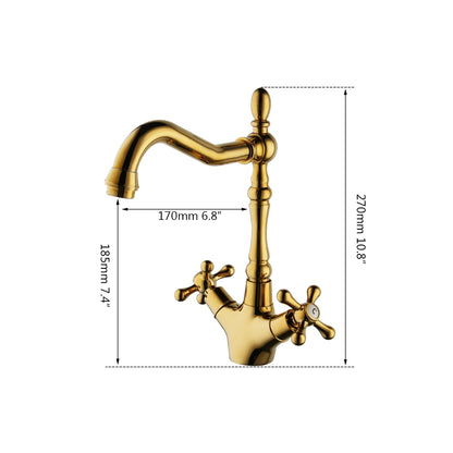 Kemaidi Gold Bathroom Sink Faucet Brass Hole Deck