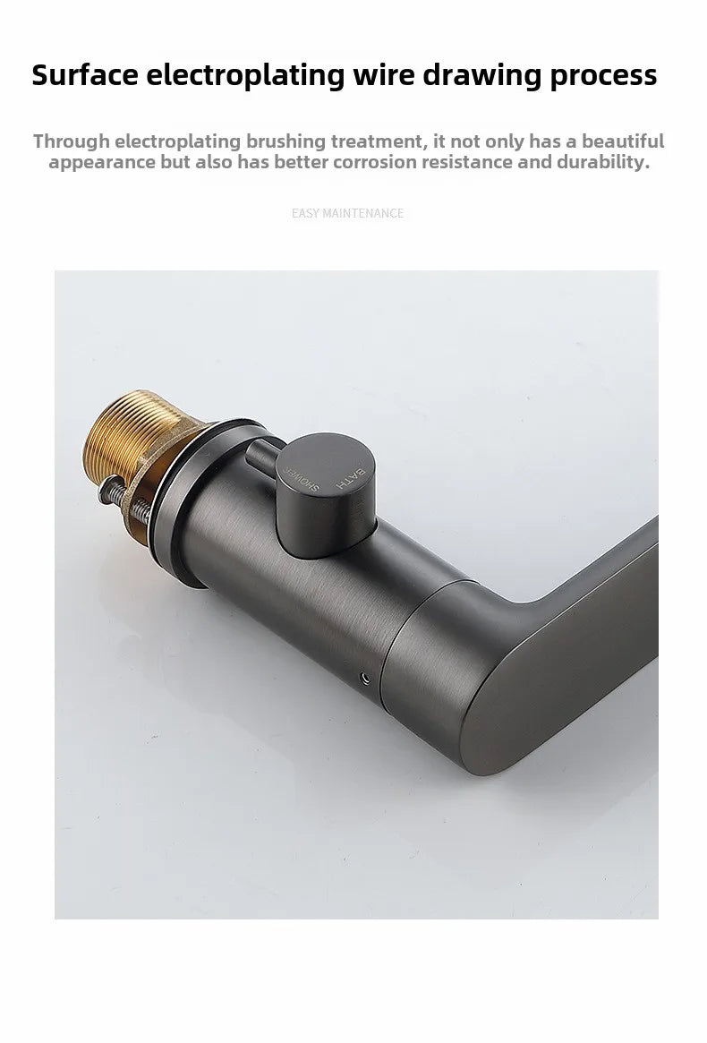 Luxury Gunmetal Black Bathtub Faucet Three Hole Mounting