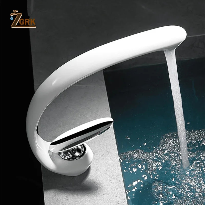 Creative Bathroom Sink Faucet Tap White Brass Wash
