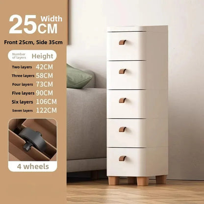 Narrow Multi-Layer Drawer Style Storage Cabinet Bathroom