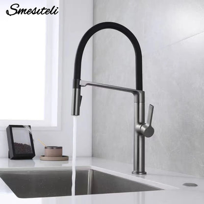 Gunmetal Rubber Faucet Mixer Rotation Pull Down Stream