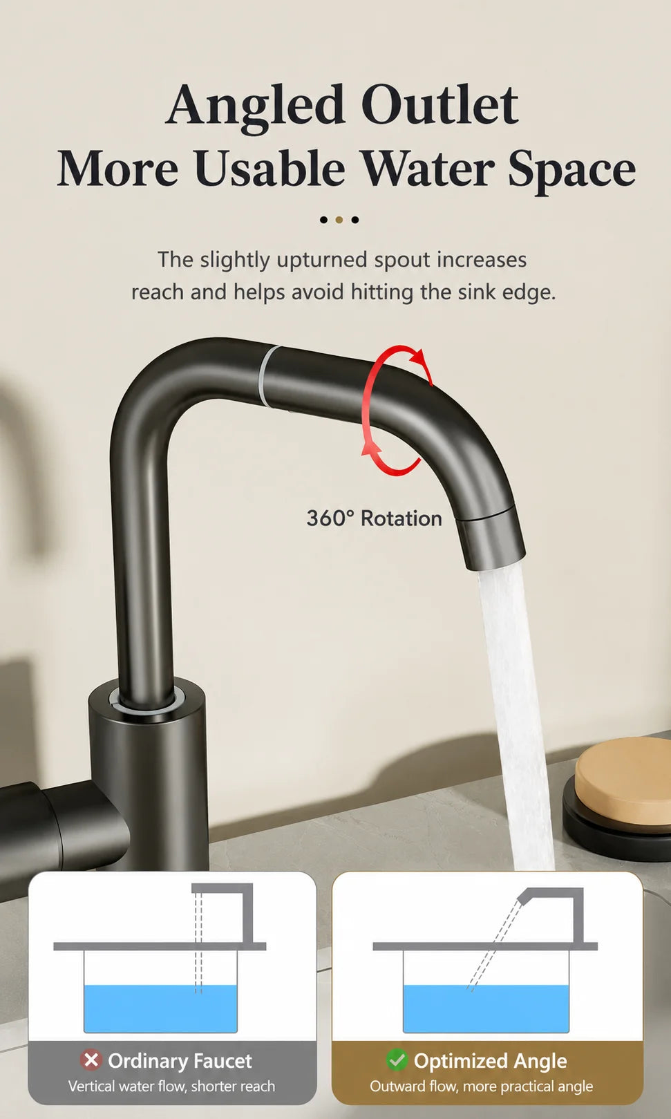 Brass Basin Faucet Gunmetal Gray Bathroom Faucet Cold