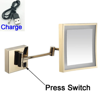Square Touch Bathroom Mirror Wall Mounted Lighted Bathroom