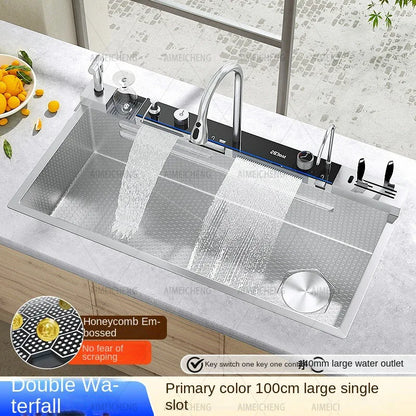 Customized 1000x500mm Silver Smart Stainless Steel Sink Waterfall