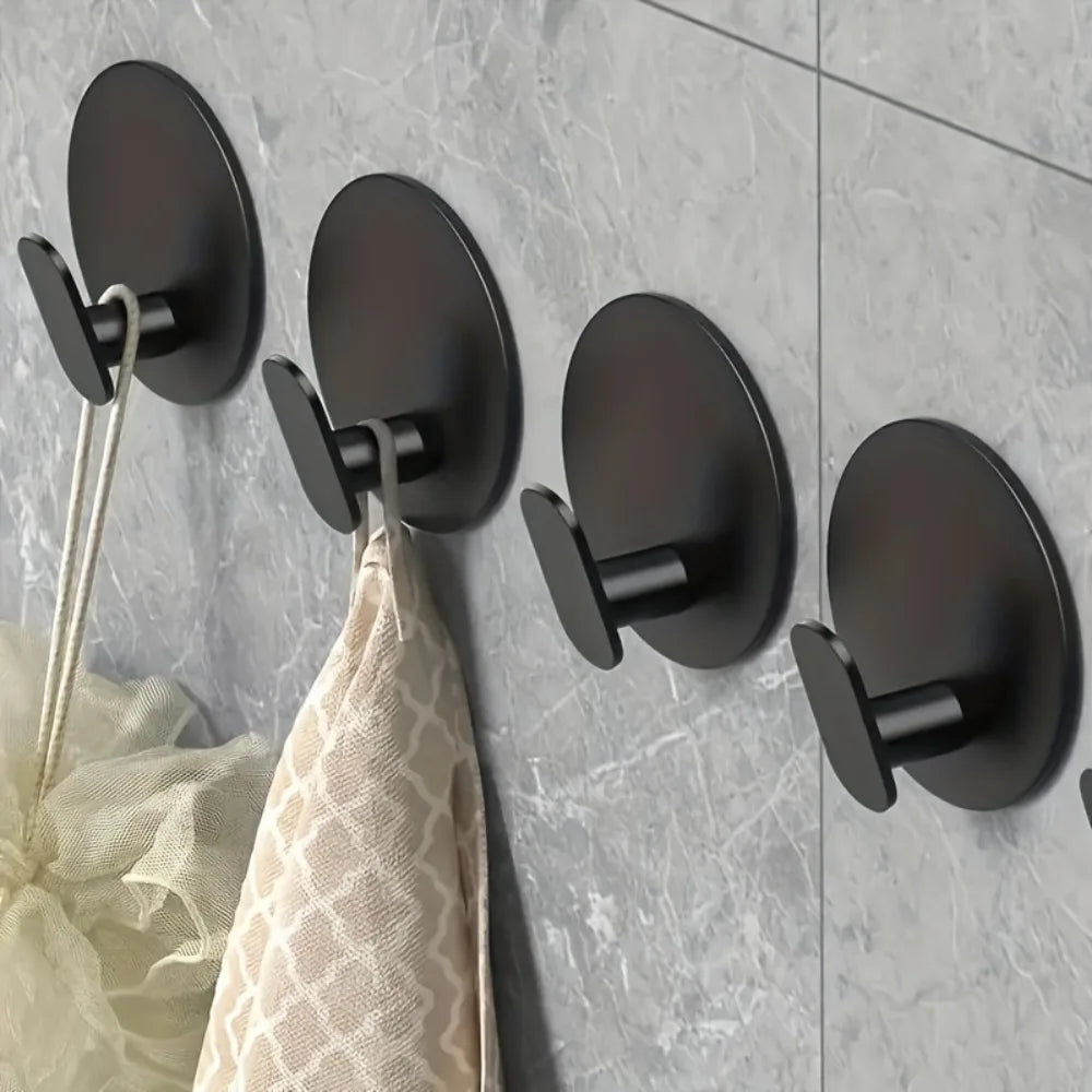 1/4pc Bathroom Stainless Steel Robe Hook Multi-Purpose Adhesive
