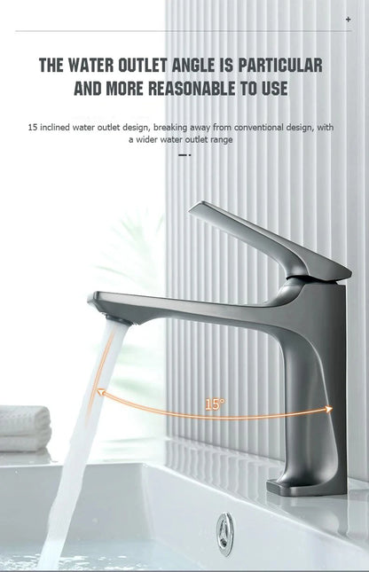 Brass Core Modern Bathroom Sink Faucet Handle Deck