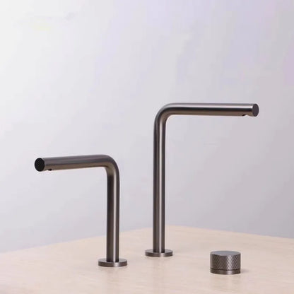 Brushed Gold Bathroom Faucet Two Holes Gun Grey