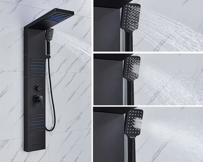 Rozin Black Shower Column Led Rainfall Bathroom Faucet
