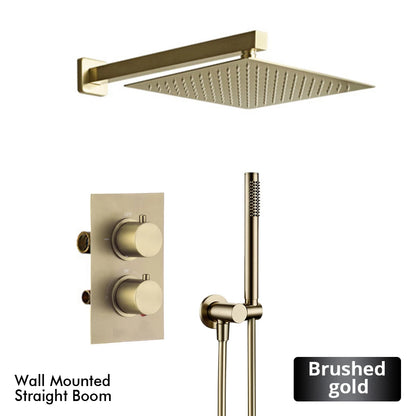 Bathroom Faucet Dial Way Brushed Gold Thermostat Shower