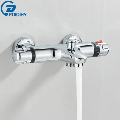 Chrome Mixer Thermostat Wall Mounted Thermostatic Shower Brass
