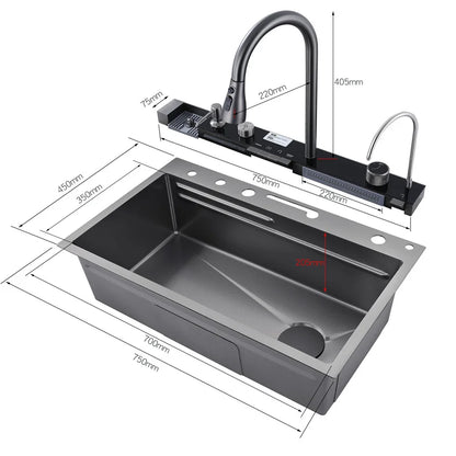 0mm Double Waterfall Sink Embossed Stainless Steel Sink