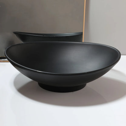 Zappo Oval Stone Resin Vessel Sink Small Black