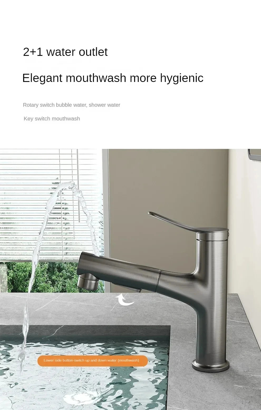 Pull-Out Bathroom Faucet Cold Water Outlet Bathroom Sink