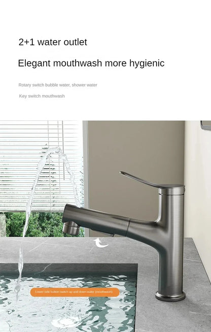 Pull-Out Bathroom Faucet Cold Water Outlet Bathroom Sink