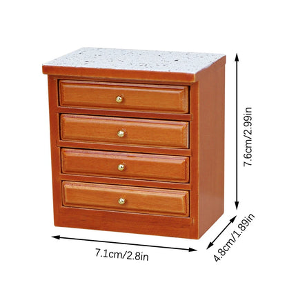 Dollhouse Miniature Retro Wood Cabinet Cupboard Sink Cabinet
