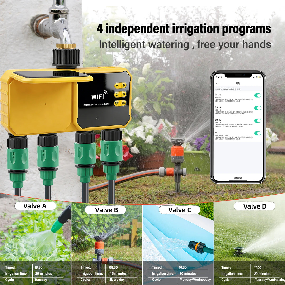Yieryi Solar Wifi Smart Water Timer Zone Independent