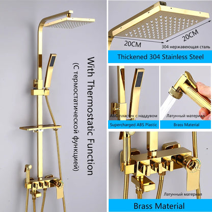 Oxg Bright Golden Shower Faucets Bathroom Shower Mixer