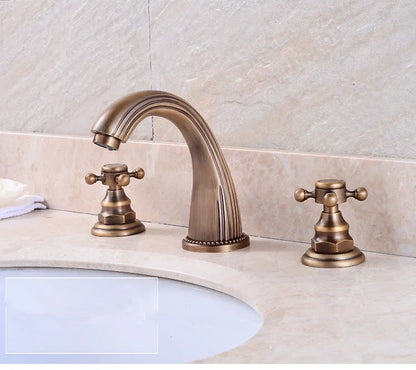 Basin Faucets 3pcs Antique Brass Classic Bathroom Sink