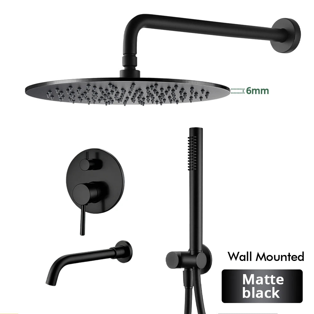 Bathroom Faucet Shower Mixer Tap Spout Black Solid