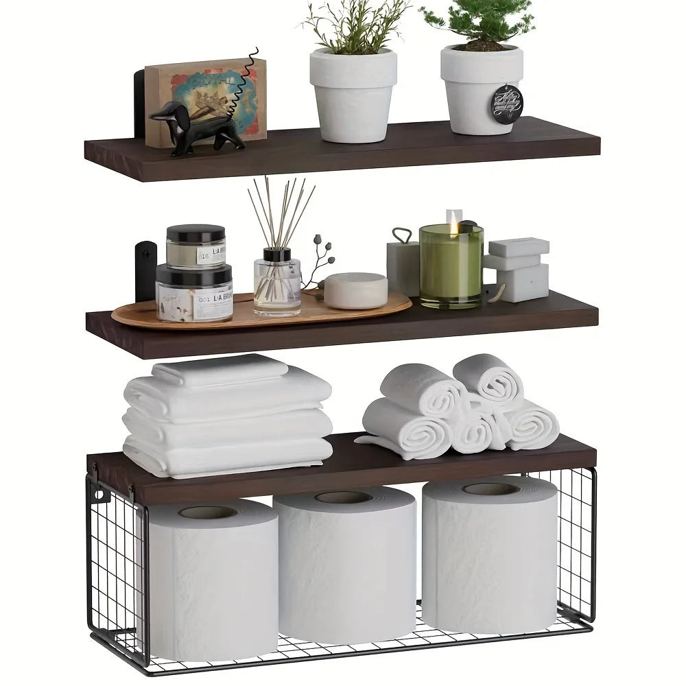 Wall Mounted Floating Shelves Wood Bathroom Shelves Farmhouse