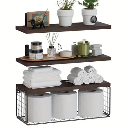 Wall Mounted Floating Shelves Wood Bathroom Shelves Farmhouse
