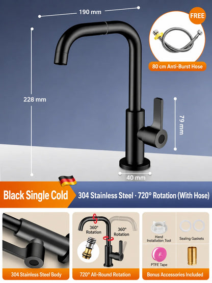 Brass Basin Faucet Gunmetal Gray Bathroom Faucet Cold