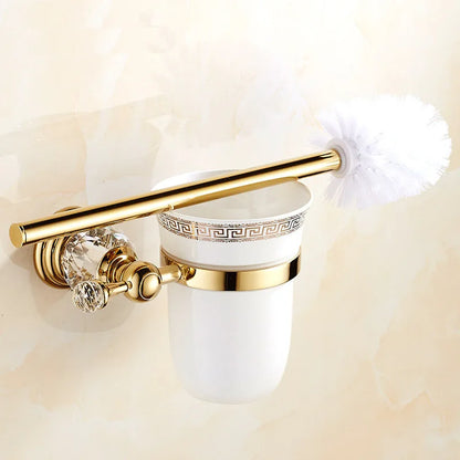 Shower Shelf Toilet Paper Holder Golden Crystal Wall