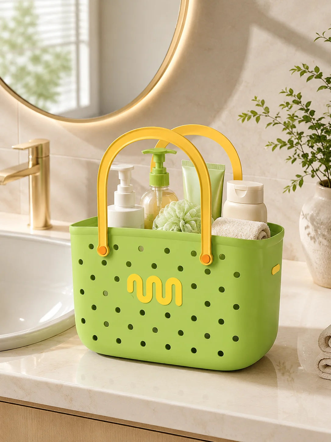 Bathroom Shower Caddy Storage Basket Handle Large Capacity