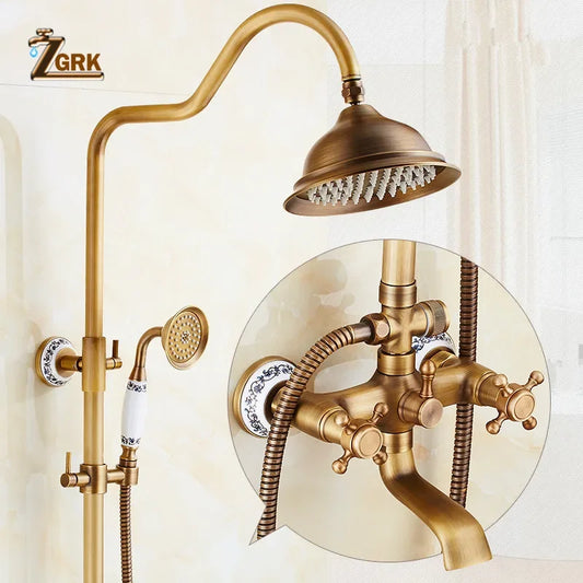 Zgrk Antique Rain Shower Faucets Hand Wall Mounted