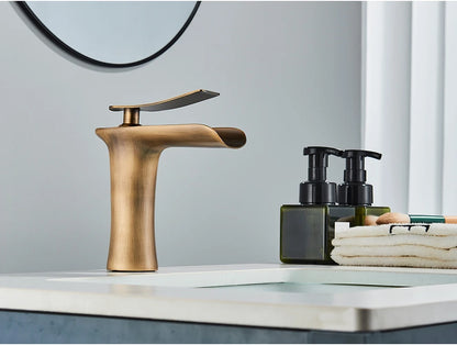 White Basin Faucet Waterfall Spout Bathroom Mixer Tap