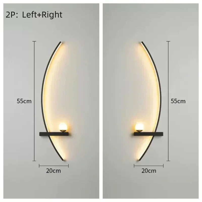 Modern Led Simple Art Bedroom Bedside Wall Lamp