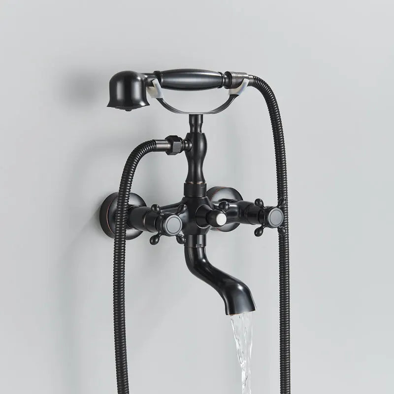 Antique Brass Bathtub Shower Faucet Bronzed Bath Shower