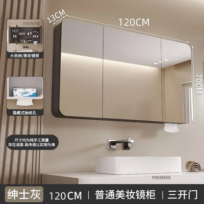 Minimalist Modern Arc-Shaped Smart Bathroom Mirror Cabinets