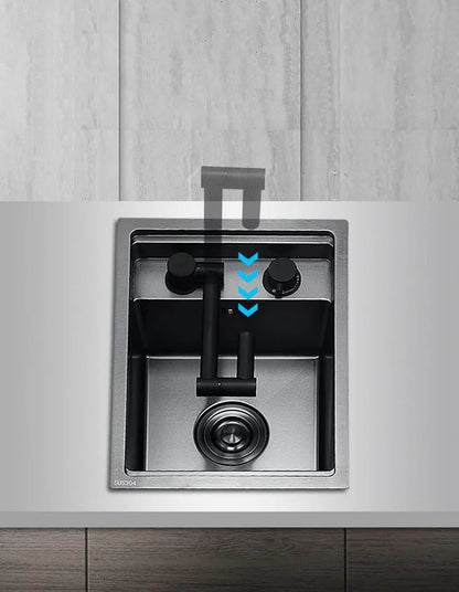 Black 304 Stainless Steel Sink Faucet Concealed Folding