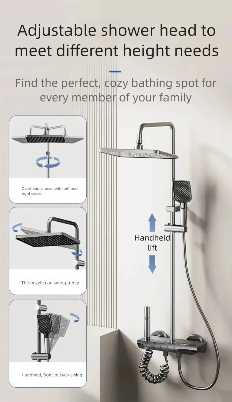 Aluminum Shower Cold Water Digital Display Pressurized Shower