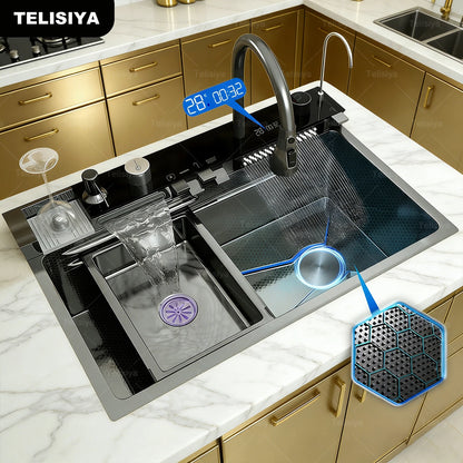 Stainless Steel Waterfall Sink Large Slot Integrated Sinks