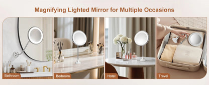 10x Magnifying Led Makeup Mirror Gooseneck Suction Cup