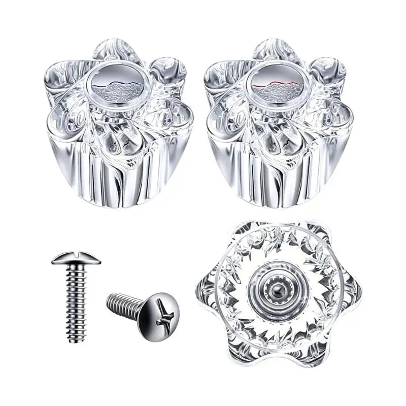 Shower Faucet Handle Replacement Knobs Pair Clear Acrylic