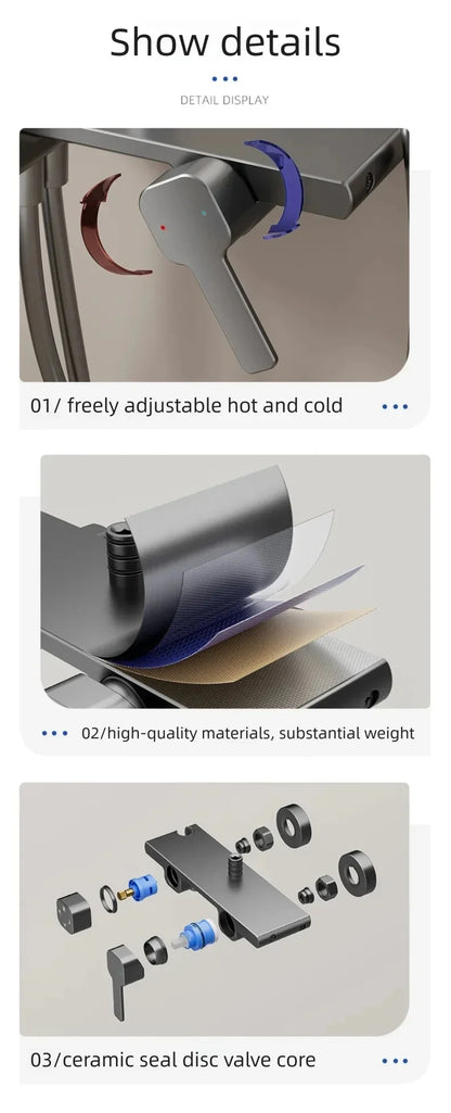 Bathroom Gray Pressure Shower Hotel Bathtub Faucet Cold