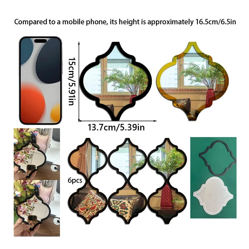 12/6pcs Large Moroccan Mirror - Wall-Mounted Living Room