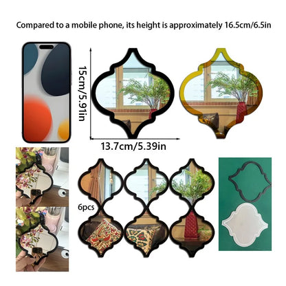 12/6pcs Large Moroccan Mirror - Wall-Mounted Living Room