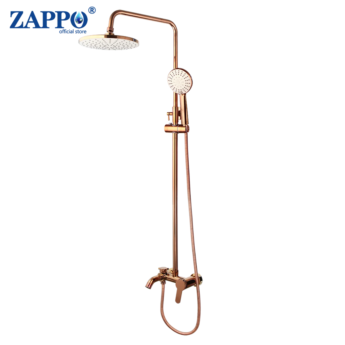 Zappo Solid Brass Rose Golden Shower Faucet Pink