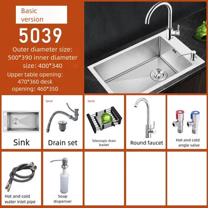 Stainless Steel Sink Narrow Long Model Side Hole