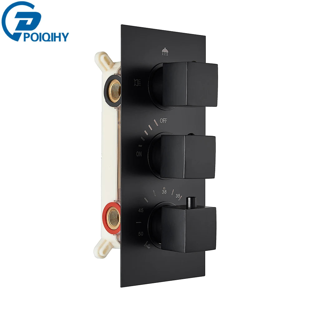 Brushed Gold Thermostatic Shower Mixer Valve Brass 3-Ways