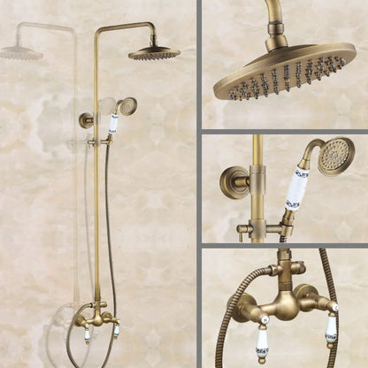 Vintage Retro Antique Brass Dual Ceramic Handles Bathroom