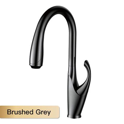 High-End Touch Black Faucet Brass Pull-Out Design Three-Function