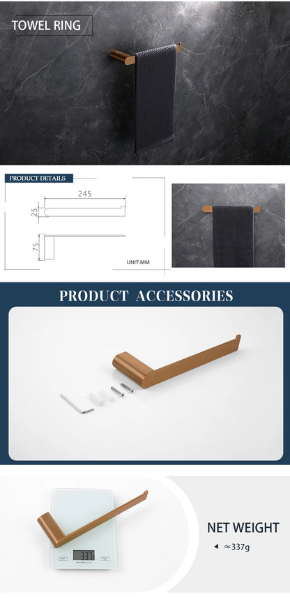 Rose Gold Bathroom Wall Mount Shelf Toilet Bath