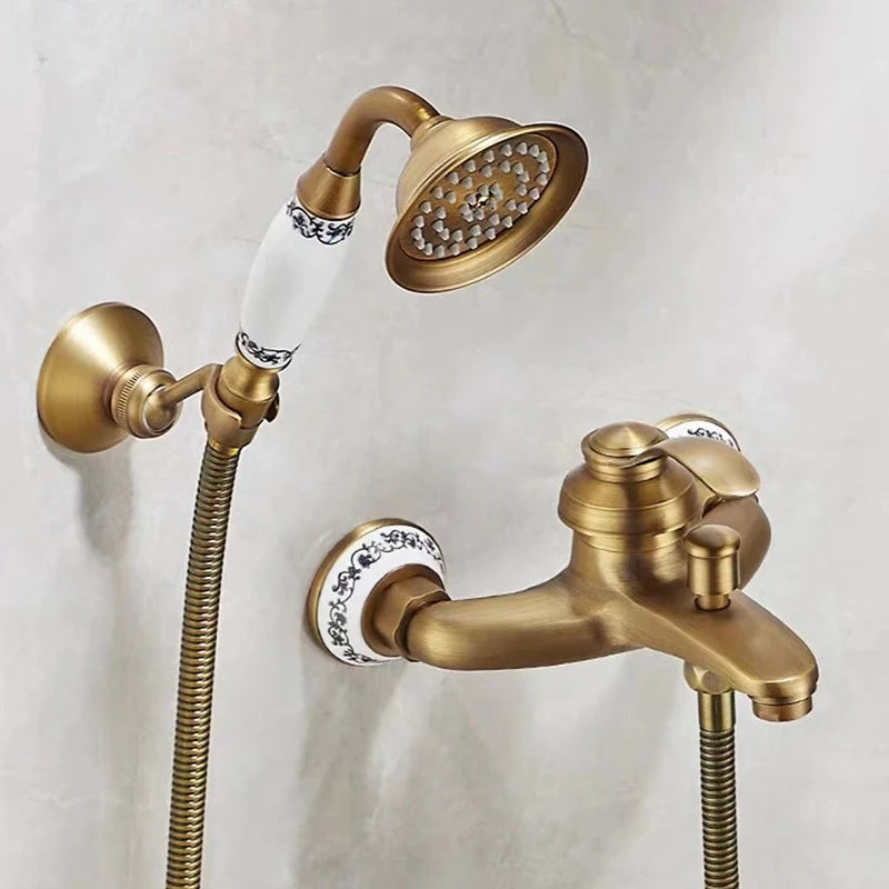 Antique Brass Simple Shower Without Overhead Spray Handheld