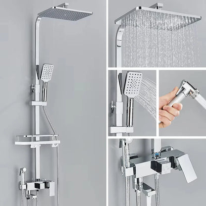 Black Chrome 3/4-Way Shower Faucet Rainfall Shower Cold